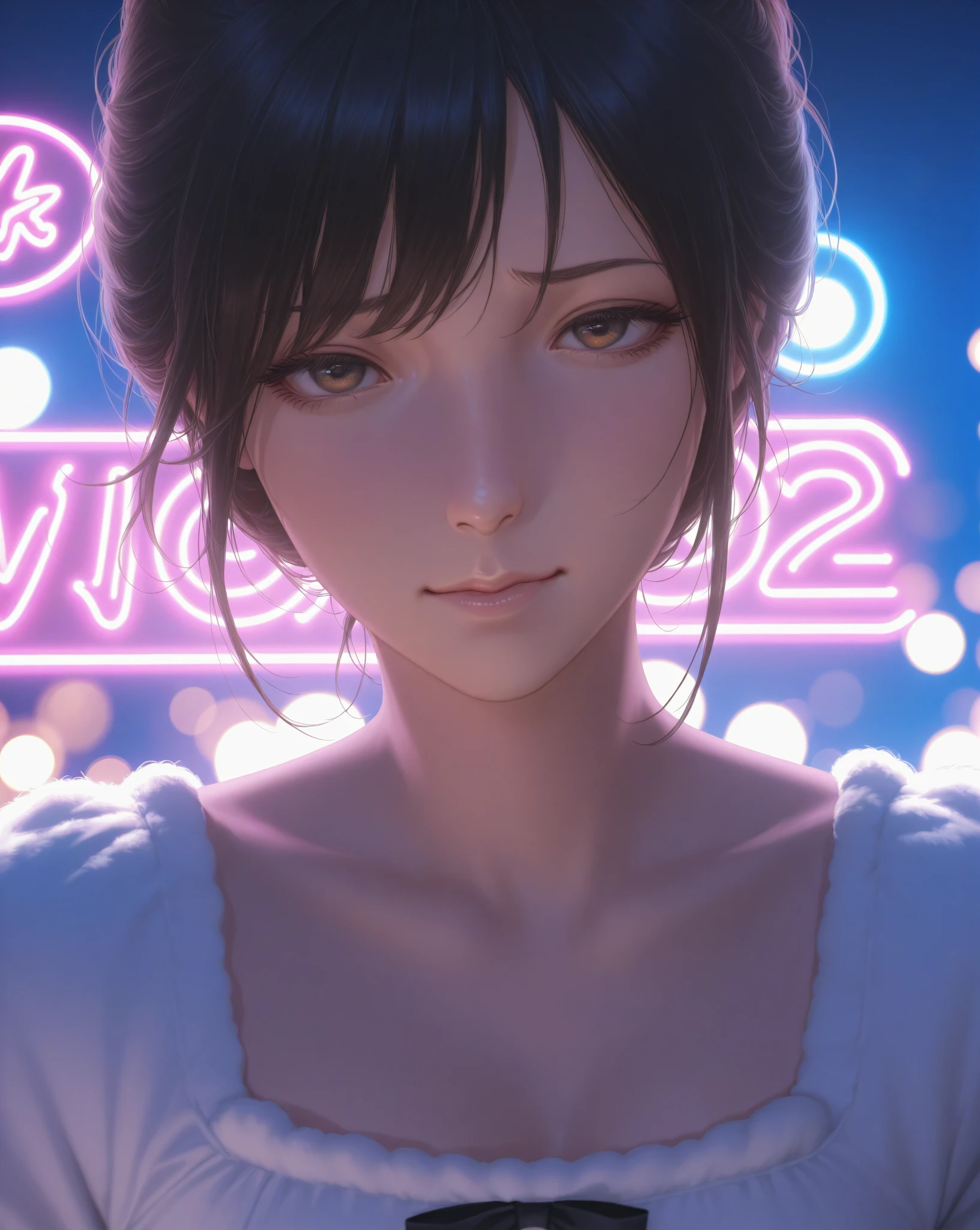 portrait, A cat puppy dressed in cute sheep clothes, low key lighting, Bad mood expression ,  night town where neon lights shine , 8K, High Quality, realistic, Masterpiece, Super Fine, HDR, STUDIO LIGHTING, Vivid Colors, bokeh