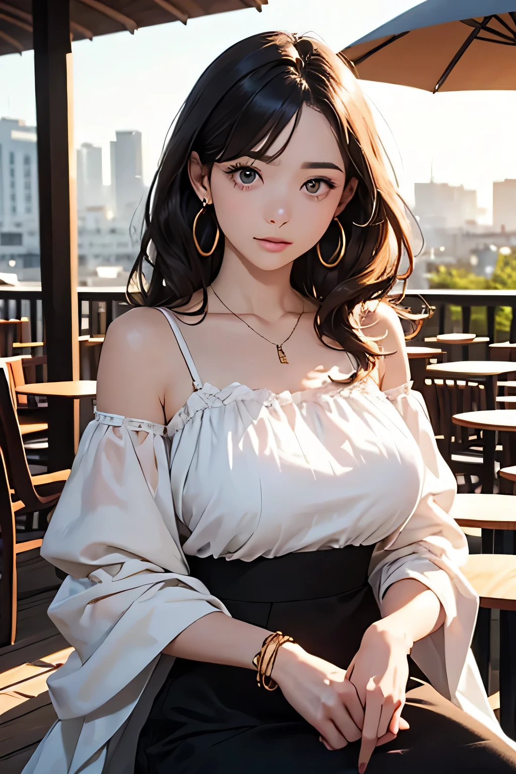 (masterpiece:1.4), (best quality:1.4), (absurdres:1.4), (intricate details:1.2), (extremely detailed:1.2), (detailed background:1.2) (luxury:1.2),
(character on center), (looking at viewer), upper body, outdoors, pull up skirt,
star \(sky\), night,
(lady:1.2), shiny skin, medium breasts, alive skin, pale skin, see-through sleeves, cleavage, happy face,
long hair, natural wavy hair, bangs,
dark hair with dark eyes,
choker, sneakers, see-through,
bare legs,
knit with medium skirt,