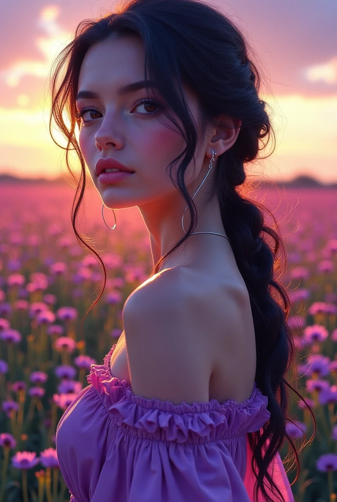 (best quality, masterpiece), 1girl, looking down, wind, particle, simple background, dark mood, upper body,