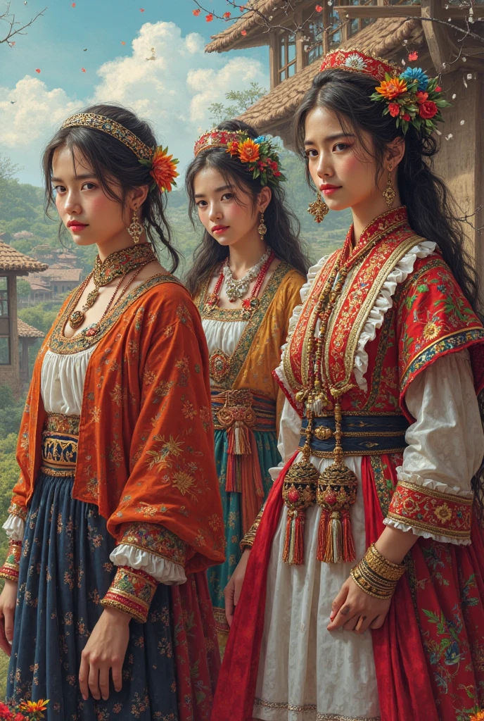 Draw a picture of representatives of national folklore art