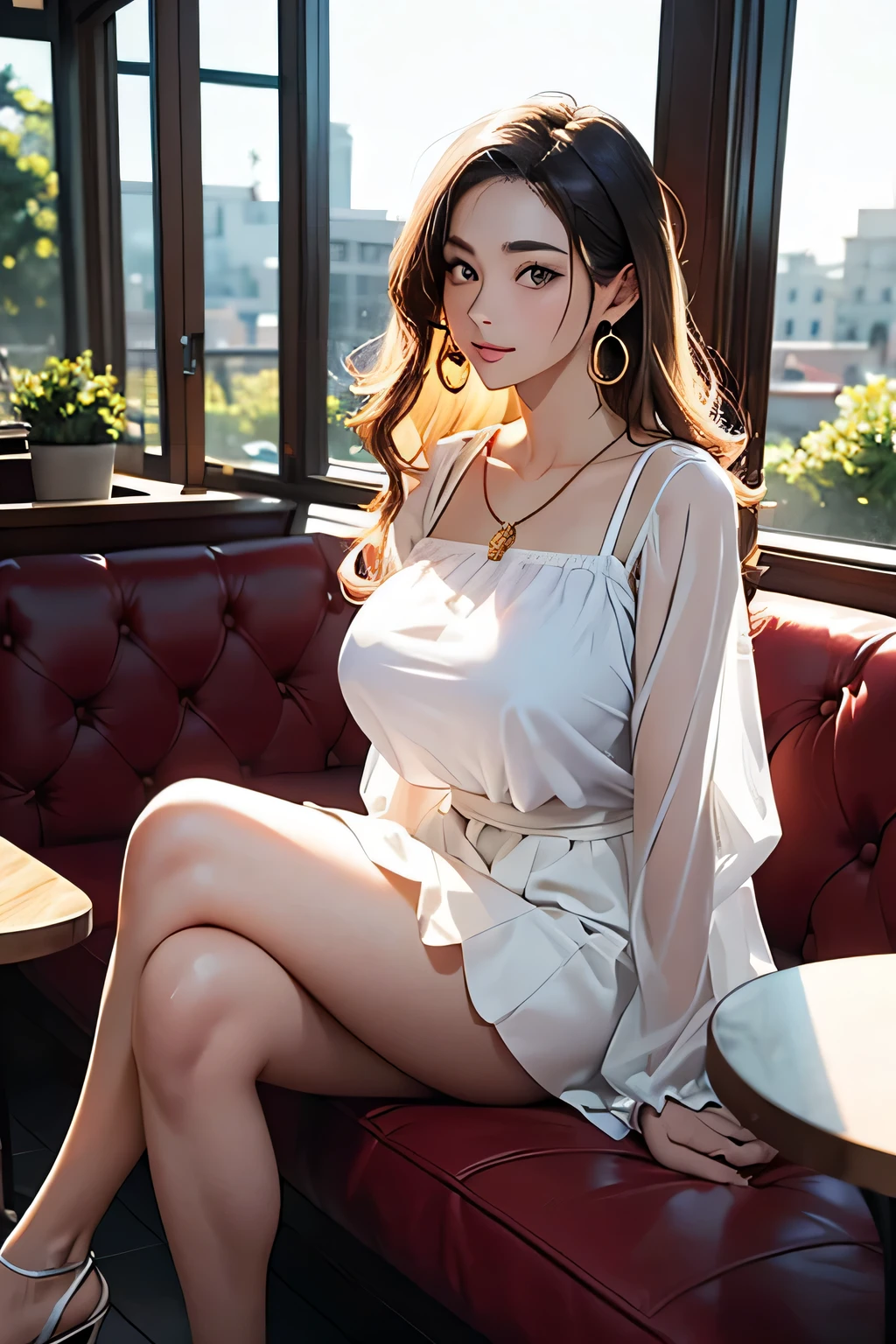 (masterpiece), realistic full body portrait, (30yr old female), beautiful face, wearing nothing but just and only a collar, studio lighting, cinematic light, beautiful woman, beautiful black eyes, milk beige middle hair, perfect anatomy, very cute smile, princess eyes , (black eyes), (head frame), center image, style, bioluminescent, 8 life size, 8k Resolution, human hands, curiously complete, elegant, close to perfection, dynamic, highly detailed, character sheet, concept art, smooth, positioned so that their bodies are symmetrical and balanced directly towards the viewer, amazing Incredibly beautiful 15-something japanese girl, detailed hairstyles, open legs, full body portrait, beautiful legs, wearing only a collar, posing with legs open
