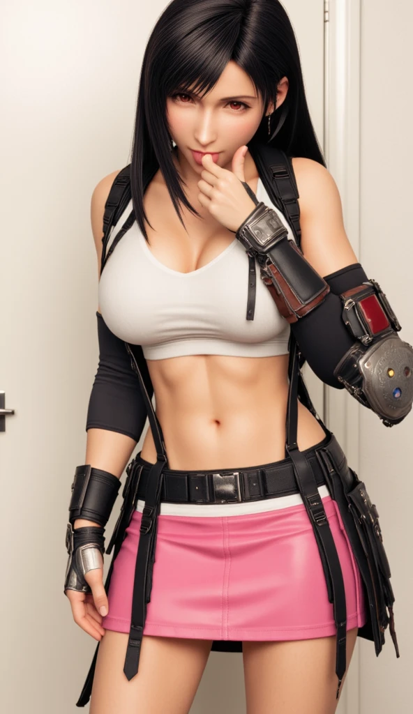 (Muscular:2.2), (thick muscular thighs, wide hips:2), female, [latina:asian:0.5], adult, glasses, earrings, eyeshadow, lipstick, bokeh, (freckles:0.9), (upper body view), (striations), (hard nipples:1.2), small breasts, (perky breasts:1.4), (school uniform, choker, short skirt:2), (sculped muscles:1.7), (athletic body:1.5), (muscular body:2), (looking at viewer), (seductive smile:1.3), detailed eyes, dark bedroom, (dawn lighting), rim lighting, two tone lighting, dimly lit, clean skin, low key (DETAILED SKIN), (big ass)