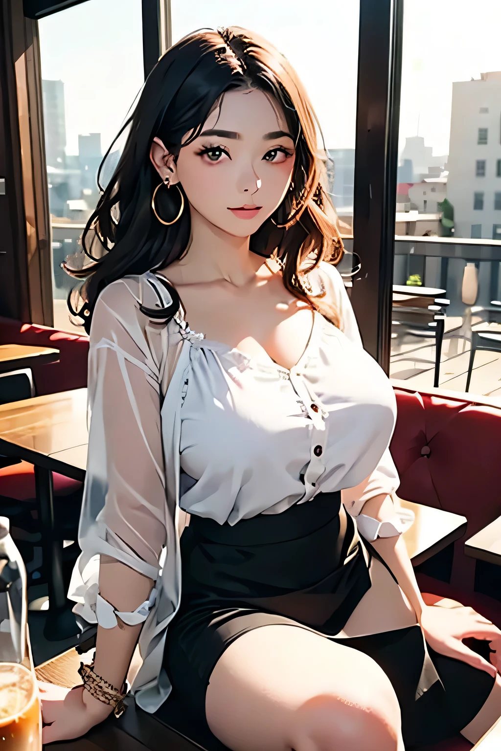 A girl who takes off her clothes,Semen flows out of the flows out of the affectionately at the screen,Large chest,A girl's hand touches her chest,The girl's hand caressed her