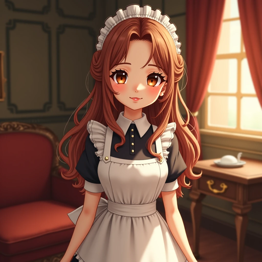 Brown-haired maid with brown eyes 