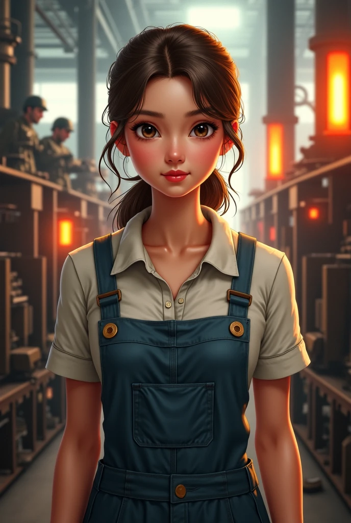 Beautiful young factory girl realistic style pictures