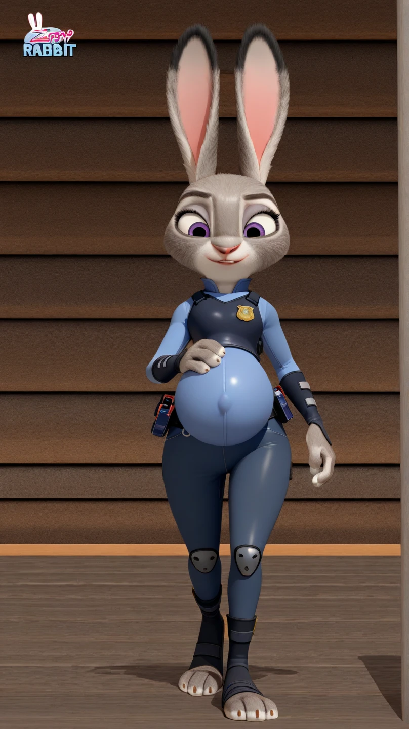 HIFI,HD,8Kjudy hopps,with his police uniform,thick thighs, thin hips, thick paws,zootopia 2,realistic textures,realistic fur,crotch view