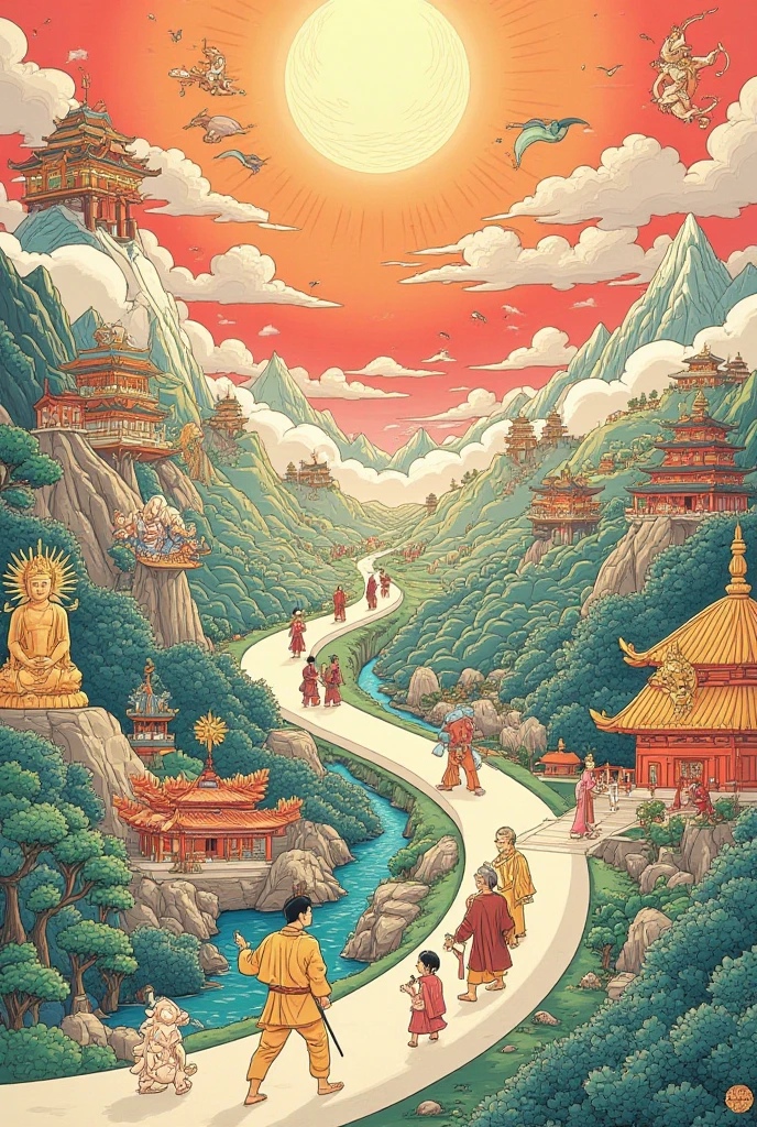 Generate a diagram design of the Journey to the West process