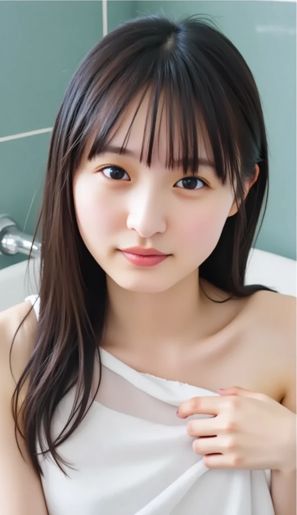 Tabletop、Highest quality、Super detailed、High resolution、8K Wallpaper、Beautifully detailed eyeedium Hair、Natural color lips、20 year old girl、Completely naked、Perfect and beautiful face、Big eyes、Beautiful double eyelids、Brown eyes、Brown Hair、Take a bath、Soft boobs、Full view of 、Precision nipples、smile、On all fours、Shoot from below