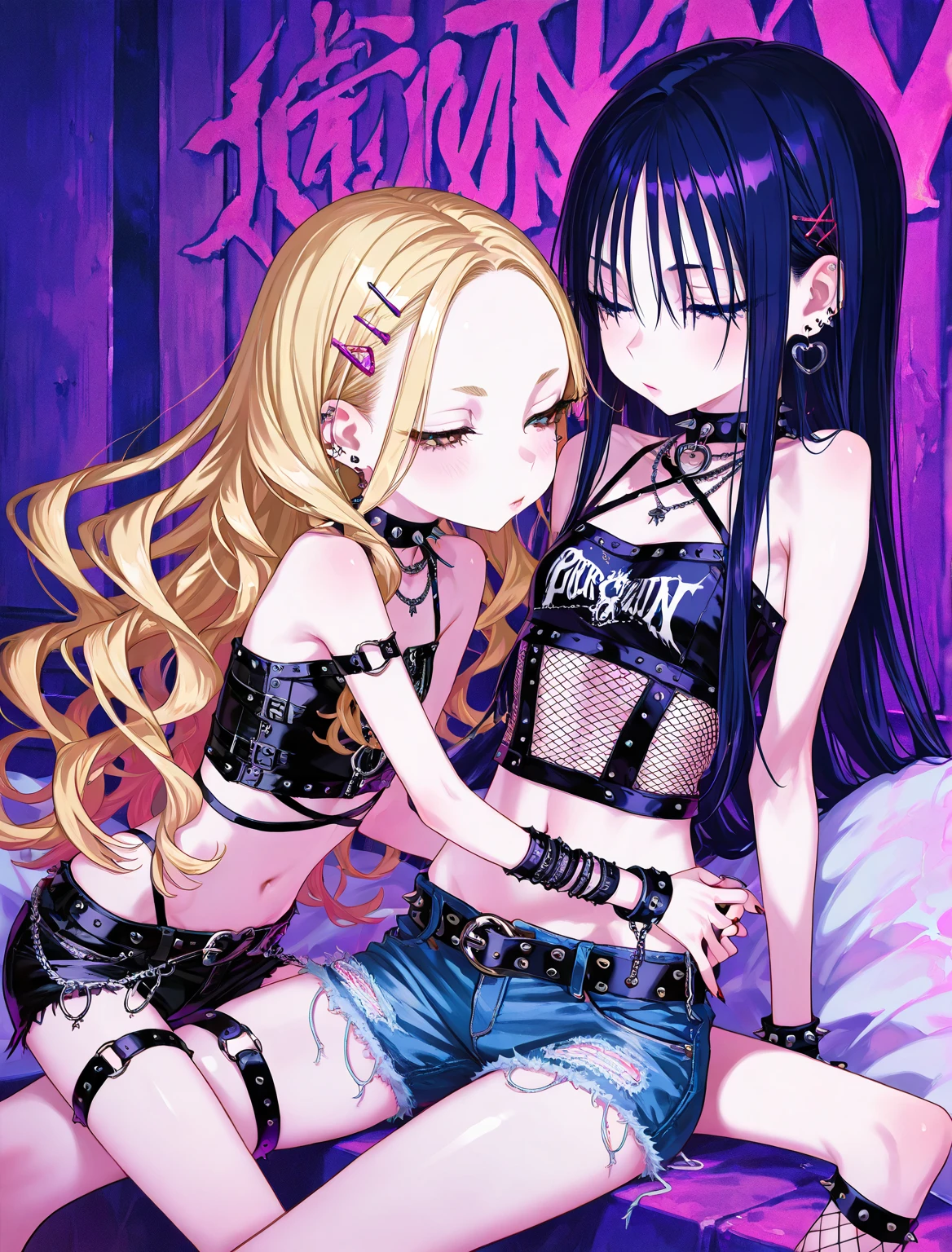 Best quality, highly detailed, ultra detailed, 1 brown skin boy, flat chest, male chest, slim curvy body, long pink dreadlocks, pink dreadlocks, pink eyes, vampire, pointy ears, sharp nails, black lipgloss, goth, naked, big butt, penis, futa, living room, sex with another boy, blowjob, sucking dick