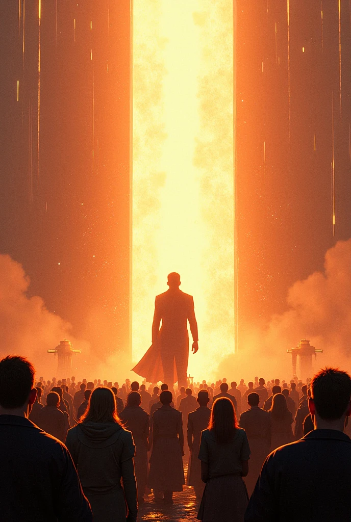 Everyone looks on in amazement at the power of one man.

