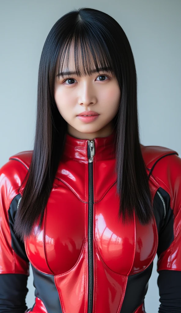 masterpiece, Highest quality, Unreal Engine, Super Resolution, Very detailed, Complex, colorful, Clear images, Sharp focus, Digital Blending,
One beautiful woman, A single actress, ashidamana, Perfect Eyes, Perfect Face, Ultra detailed hair, Ultra detailed face, Very detailed lips,Vivid expression, Healthy Body, Beautifully cute, realistic details of an Asian person's sweat glands, Smooth skin texture, Carefully drawn,
(humidity:1.2), Beautiful Eyes, (Attractive face:1.2), (Beautiful Skin), (Big Breasts), (Super shiny, Rubber Suit), Puffy nipples, Tight waist, Sticky with sweat, (Oily skin), (A shiny suit coated in oil), In a dynamic pose,
Studio Photo, indoor, In the torture room of an SM club, In the dim light, Cowboy Shot,