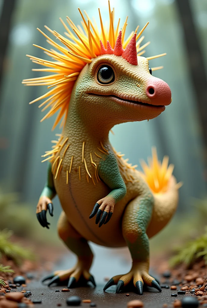 A golden lizard with a tripcerapto head and a sonic body
