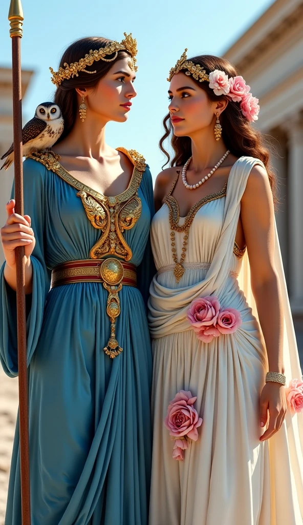 (masterpiece, highest quality, official art, beauty and aesthetic:1.5), oil painting by Leonardo da Vinci and Alfons Maria Mucha, (perfect anatomy), two gorgeous and stunning pale-skinned young pregnant goddesses is deeply in love with each other, kiss, fantastic make-up, jewelry, romantic atmosphere, flower and moon, magnificent panorama view