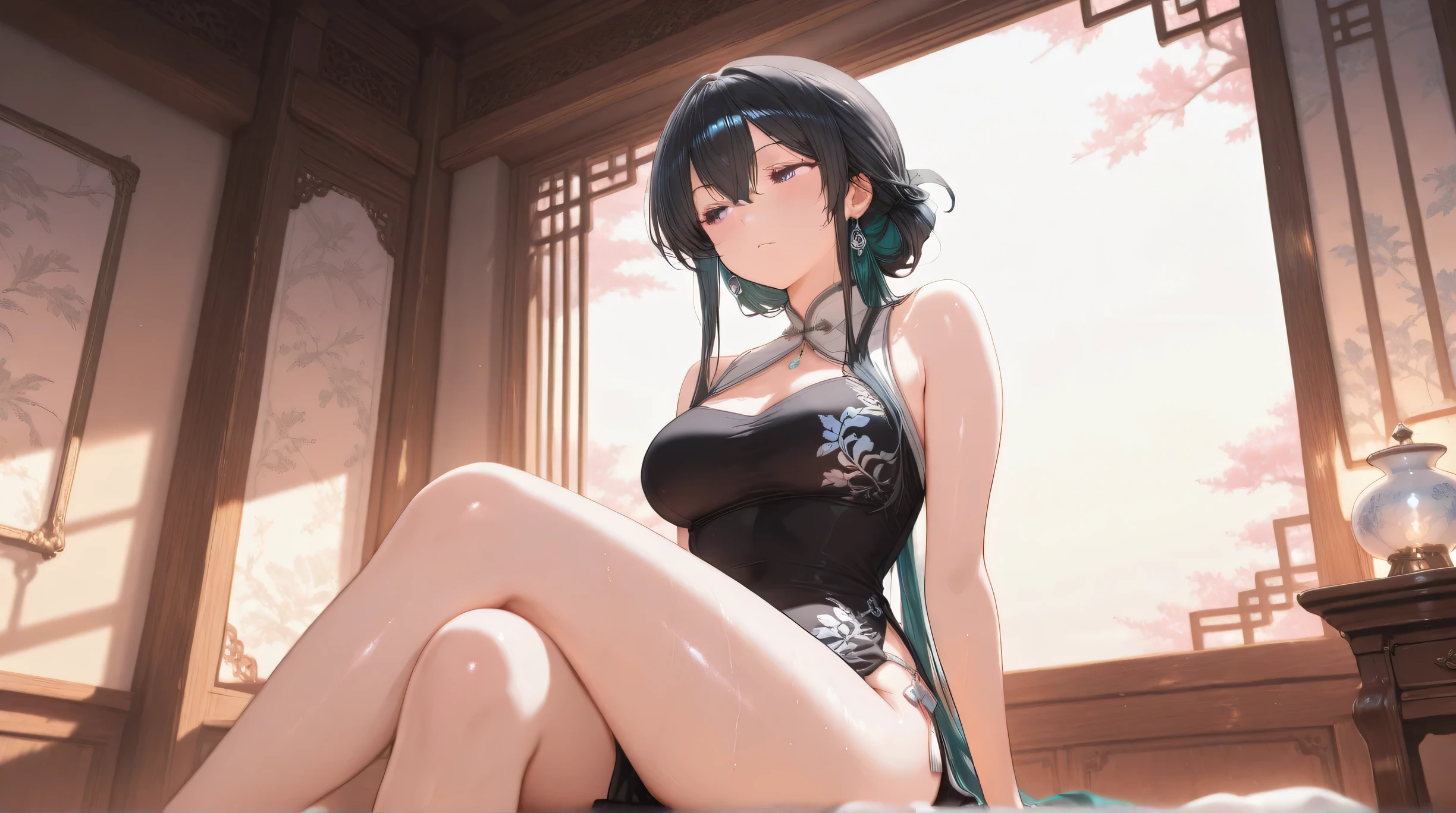 Anime Waifu beautiful detailed eyes, beautiful detailed lips, extremely detailed eyes and face, longeyelashes, 1girl, sensual, young woman, medium breasts, beautiful feminine face, nice thighs, slim, sexy, erotic, beautiful clothes, perfect body, cinematic lighting and framing, (best quality,4k,8k,highres,masterpiece:1.2),ultra-detailed,digital painting,portrait,glamorous,highly detailed,soft lighting,warm color tones score_9, score_8_up, score_7_up, source_anime, best quality, solo, clear face, St. Louis, blue hair, long hair, large breasts, perfect body, looking at viewer, smile, slave, shiny slave bikini, in the beach, standing, dynamic angle, high leg thong, from behind, big ass, wide hips, low angle, navel piercing,