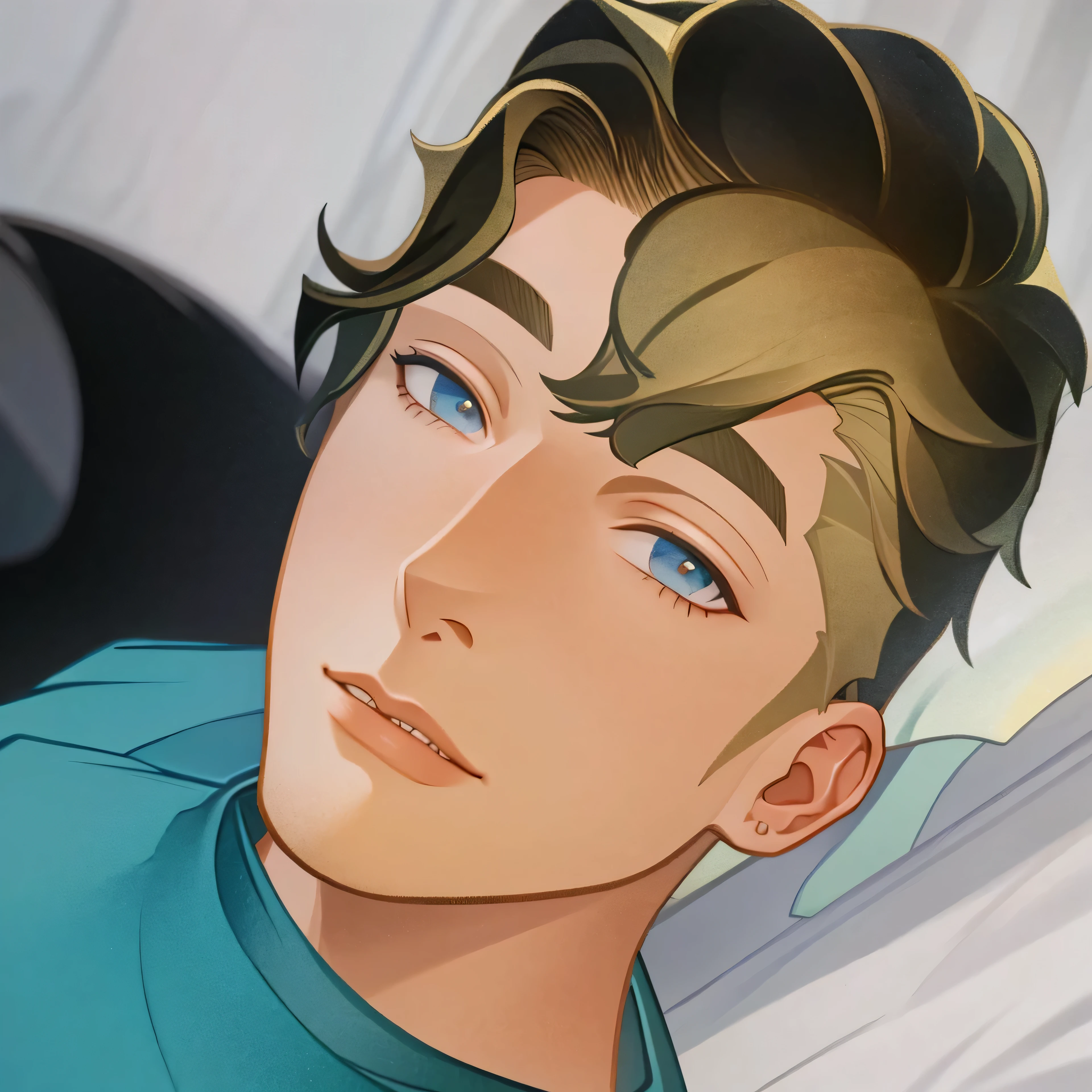 there is a young man laying in bed with a camera, headshot profile picture, mateus 9 5, 1 , 18 years old, profile picture 1024px, taken in the early 2020s, jose miguel roman frances, profile pic, caio santos, riyahd cassiem, around 1 ,HD, (Masterpiece), Best Quality, High Resolution, Smile, ((Young Man)), Extremely Detailed Wallpaper, Perfect Lighting, (Extremely Detailed CG), Wallpaper, Colorful, Picture Book, Game CG,