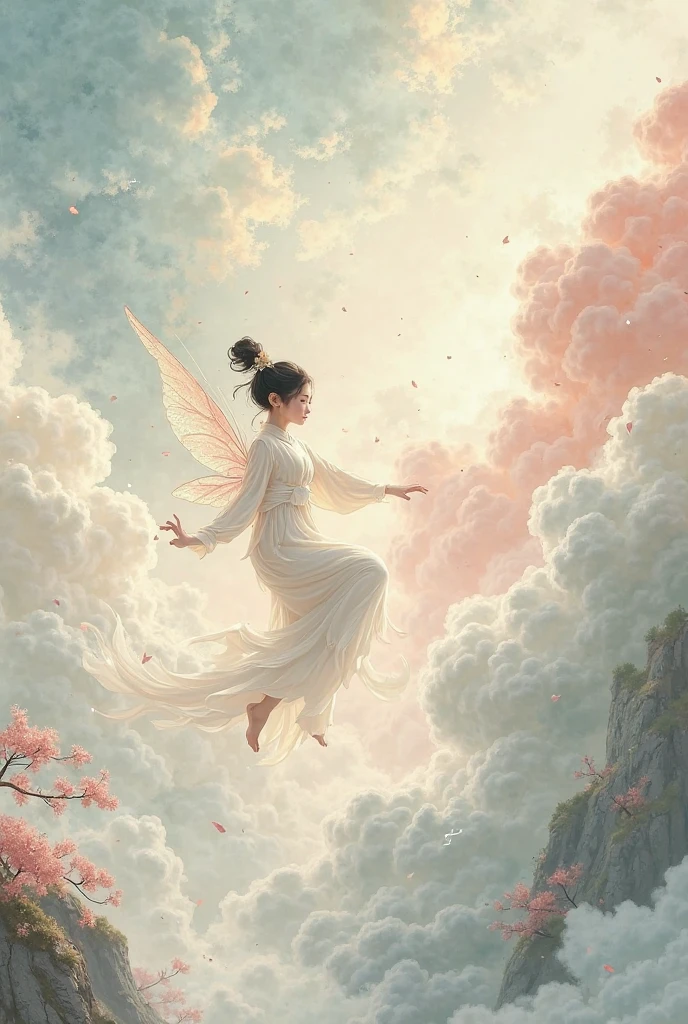 Some auspicious clouds with fairy spirit，Logo style，hand drawn style，Ancient Chinese painting style