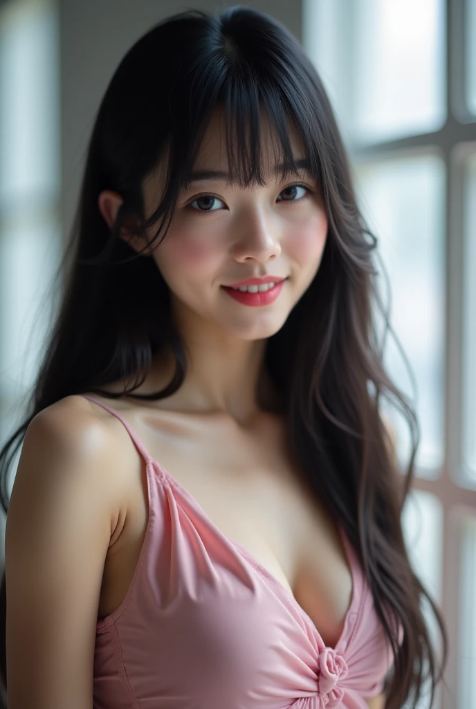 ((Highest quality, 8k, masterpiece :1.3)), (Reality Photos:1.37)、Very detailed、Ultra-high resolution, ((From above:1.2)),((Full body photo)),Small breasts、Perfect Face、Beautiful expression、Beautiful Face、Beautiful Eyes、1 high school girl、乃木坂系beautiful girl:1.4,beautiful girl、Beautiful black hair、(No bra、Sleeveless camisole:1.2、The shoulder straps are slipping and falling off.、Shoulders exposed:1.3,mini skirt)、The bright interior of a train with sunlight streaming in、((((A woman leaning against a man、Man hugging woman from behind、Men touch women's breasts:1.3、A man lifts a woman's skirt to see her panties:1.2、Button-down shirt:1.2))))、caress、Embarrassing expression、Blushing、The man has a vulgar look、Man hugging