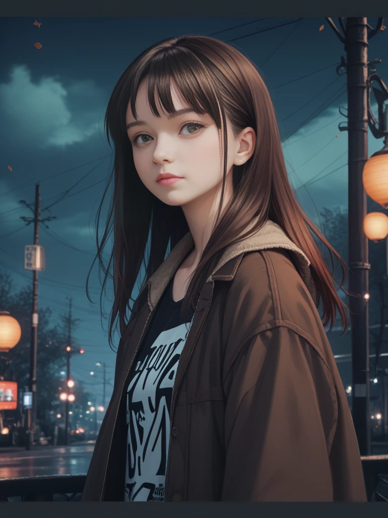 skor_9, skor_8_atas, skor_7_atas, 1girl, musim gugur, musim gugur leaves, black sweater,  bob cut , payudara, brown mantel, brown rok, m, best qual, detailed portrait of a young woman in an autumn setting, wearing a black sweater and bob haircut, with visible breasts, a brown coat, and a brown skirt, 1girl, detailed face, thoughtful expression, autumn leaves, Photorealistic, high quality, 8k, masterpiece, intricate details, cinematic lighting, dramatic colors, vibrant autumn palette, natural outdoor scene, dramatic atmosphere, concept art style, digital painting