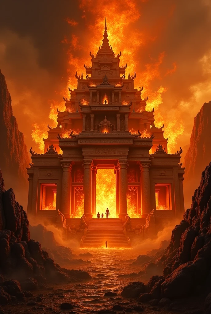 Temple in flames