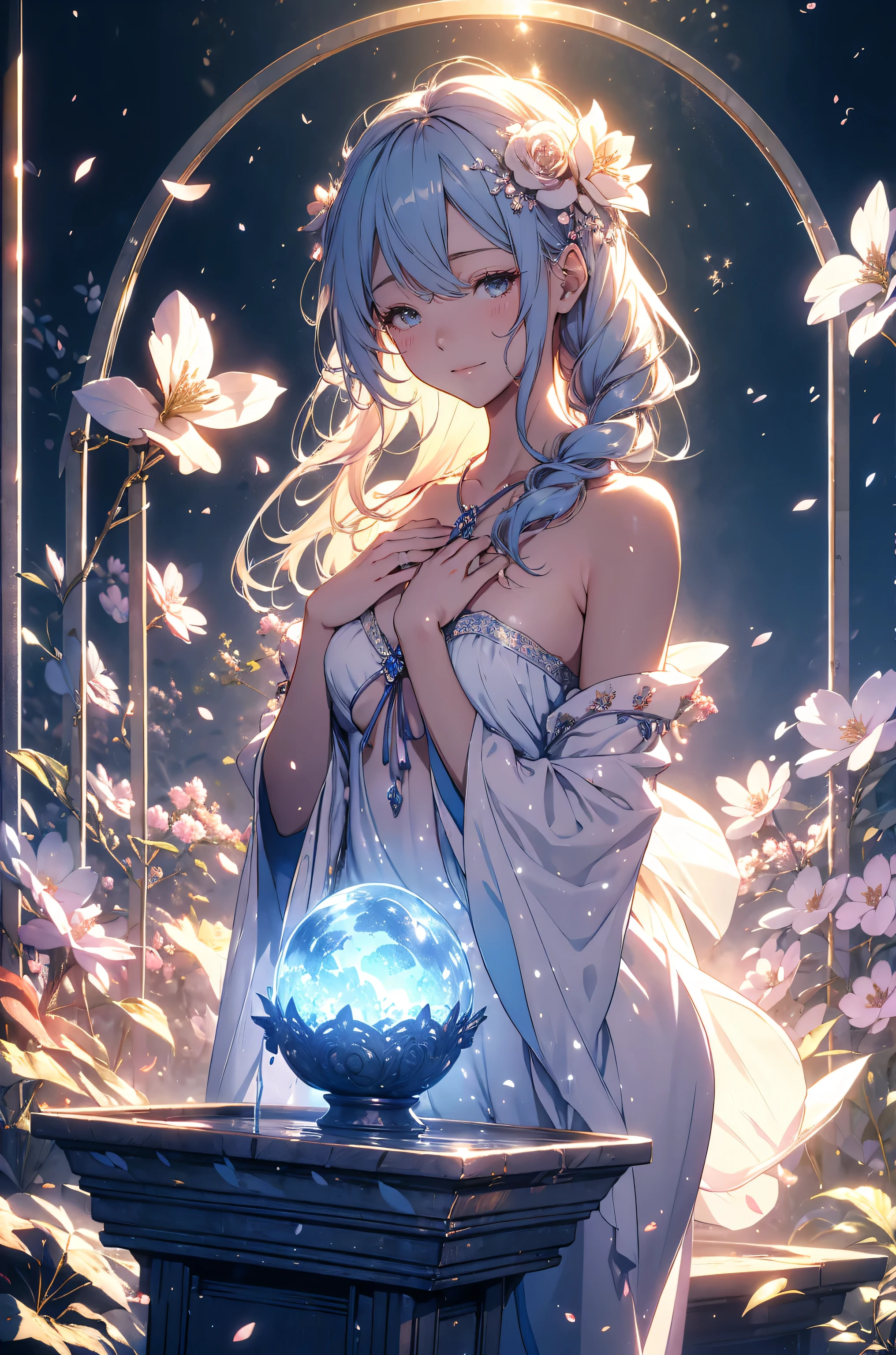 best quality !mystical 、(cowboy shot ) 1girl cute smile 祈りのポーズ🙏手を合わせ祈る!Close Your Eyes and Pray Gentle Gaze , beautiful 、Beautiful skin with a chest circumference of 130 、sexy、 Beautiful chest skin !BEAUTIFUL THIGS、beautiful legs ‼️ slender model figure、 music Healing simple lawn composition fantasy world、western fantasy style flower、 beautiful Marble Shrine Green grass Beautiful Rose Hedge flower pot Many kinds of flowers Mr..々flower butterfly々 cherry blossoms、cherry blossoms舞い散る、
Keep it simple beautiful brilliance 、long silver blue hair、The strongest beautiful decorative flower sexy white dress、 calm atmosphere 、昼 petals 、 Beautiful young body 、 big 胸 、beautiful skin, 、beautiful brilliance, high definition depiction , Realistic Fantasy Romanticism ,, ultimate beauty moving!high resolution,