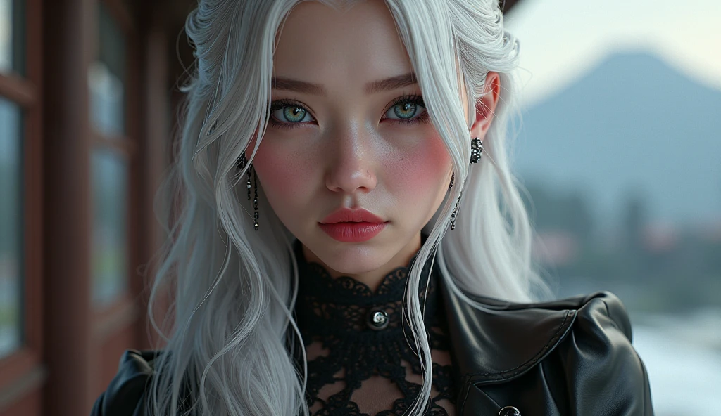 Insanely detailed photograph of a gorgeous vampire woman, goth Renaissance, long voluminous white hair, intricate white  eyes, fantastical, vampire, ethereal, hyperdetailed, 32k resolution, dynamic lighting, hyperdetailed, intricately detailed, trending on Artstation, triadic colors, volumetric lighting, BalenciagaStyle