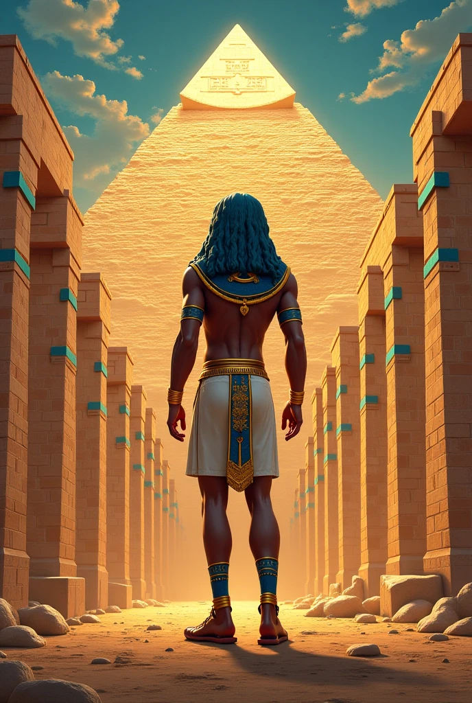 Make an Egyptian Pharaoh from behind

