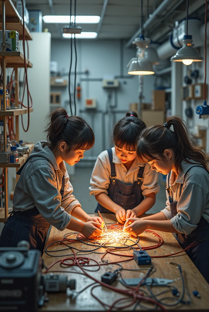 Girl.paying an electrician