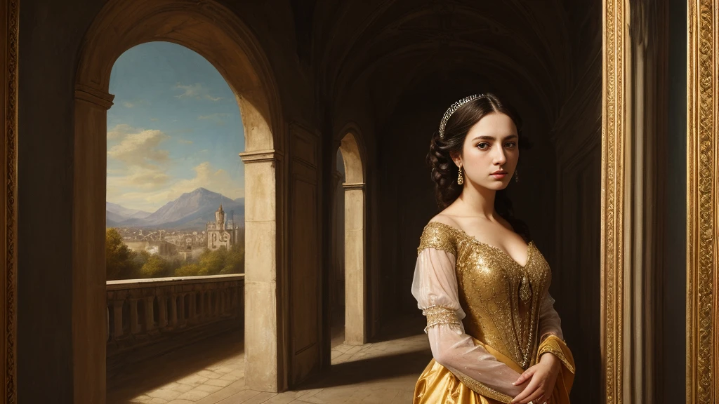 masterpiece, best quality, detailed, highly detailed, ultra detailed, extremely detailed CG, high resolution. 8K, unity 8k wallpaper, beautiful,
beautiful mechanics, super detailed skin, detailed beautiful eyes, detailed beautiful face, detailed beautiful face and eyes, very detailed background, highly detailed background, elaborately designed clothes,

BREAK composition,
girl, solo, upper quarter of the frame is mostly background, face positioned in lower half,

BREAK painting style,
realistic style, photo,

BREAK person,
18th century France, young, beautiful woman, aristocratic aura, curly hair,

BREAK facial expression,
worried look, slightly downcast eyes,

BREAK behavior,
clutching torn papers, slight trembling posture,

BREAK clothing,
formal royal court attire, subtle gold embroidery,

BREAK background,
opulent palace corridor, distressed onlookers in the distance, flickering torchlight,
