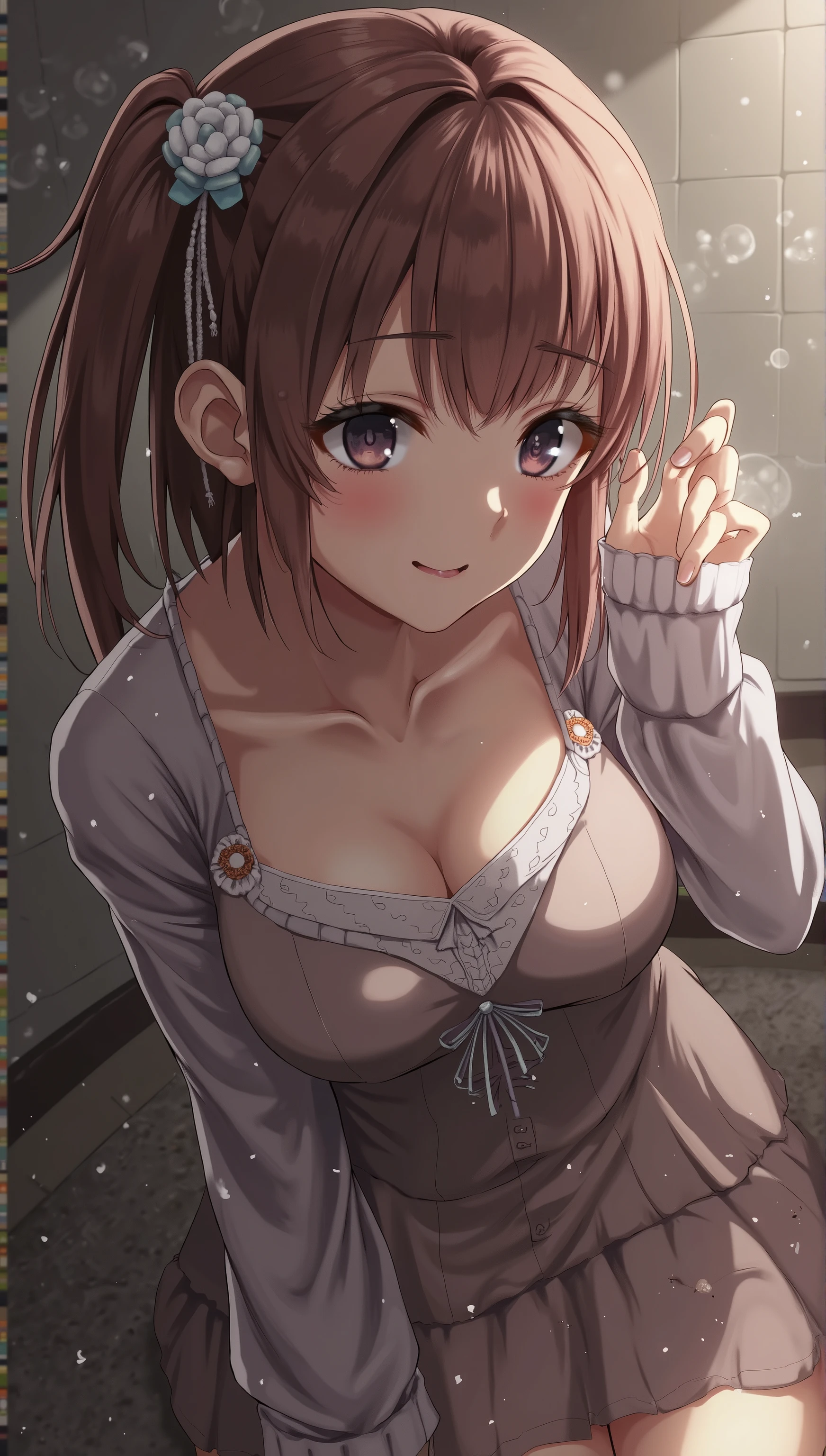 Highest quality, Super Resolution, 8K, (Delicate expression), One beautiful junior high school girl, chibichara, very cute, Cute face, rous brown hair, Pigtails, The perfect human body, She is completely nakemall breasts),breasts, The nipd areola are nk., Lookingmbarrassing, She has a man's penis pressed against her cheek, Uncllable sexual desire. Showing their pussy and as I wanto touch my pussy, BeggSpread youwide, Immoral poses, Immoral Erodroom, On the bed, Make a man crazy, Immature female body, Moist eyes, Tears well up in my eyes, A lewd act only shown to you, Very embarrassed, But it feels good, Her p juice is oozing thinly from excitement.