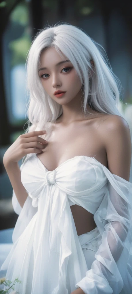 Photo Mid Shot solo portrait of [Amber Heard] as [Daenerys Targaryen] as a real-life version of (Daenerys Targaryen), Targaryen white hair, with (sexy black dress), (exposed breasts), visible nipples, charming smile, by Hubert Robert and Alex Timmermans ultra realistic highly detailed intricate photorealistic style photography sharp focus on the eyes, cinematic lighting