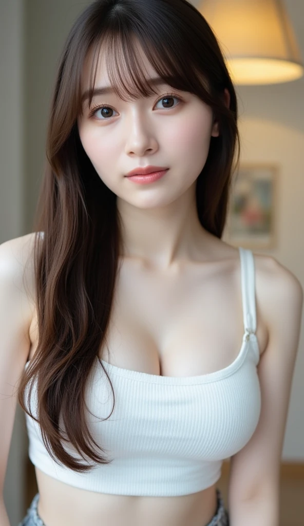 8K、ultra high resolution、best image quality、table top:1.2、Raw portraits of Japan、超A high resolution、highest quality、 (big breasts、:1.4)、(beige mini skirt):1.6}、(Wearing a sexy shirt with big breasts。:1.5)、(The opening under the thighs:1.5)、(Dressing room:1.2) break(natural skin texture、fine skin、hyper realism、Super sharpness)、intricate details、Depth of the bounds written、sexy adult woman、black hair short cut、tight buttocks、((masterpiece、highest quality、high detail))、(photo realistic:1.4)、solo、close your mouth、smile happily、Big eyes、pronounced double eyelids、eyelash、long neck、Absolute area、cleans the collarbone、The face is perfect、thin lips、small face、(gaze towards the viewer、eye highlights、light brown eyes、lip gloss)、attractive,sexy pose,realistic skin,realistic portrait,masterpiece,Intricate details,Volume measurement,Perfect hand shape,body balance,ultra high resolution,超realistic skin,