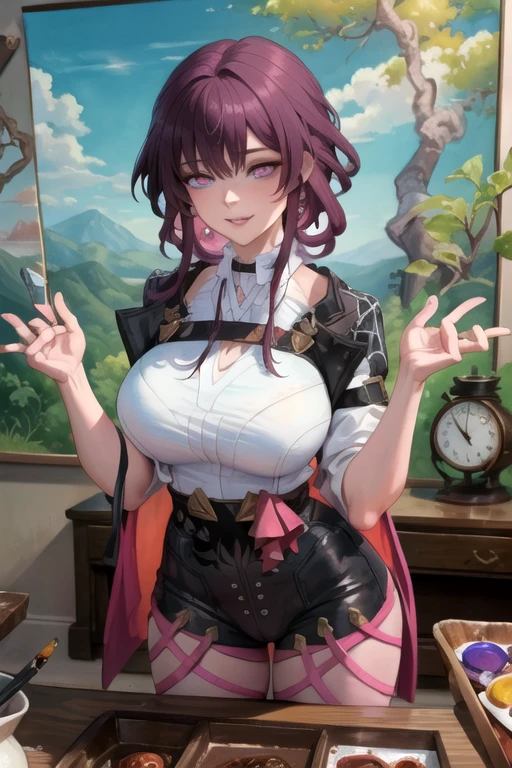 Art depicts a charming woman，20yr old，Dressed in a flowing manner、Silky、Transparent traditional oriental dress，in pink，Decorated with intricate patterns and bright colors。Her dress draped elegantly over her curvy figure，Highlights her seductive silhouette。She stood gracefully in the quiet moonlit night，bathed in the soft glow of the moonlight。The scene exudes an ethereal and dreamy atmosphere，With a touch of mystery and sexiness。The image style incorporates watercolor and digital illustration techniques，It evokes a refined beauty and charm。The lights are filled with soft moonlight，casting soft highlights and shadows on her charming features。Bare thighs，Large sagging breasts,Three-dimensional facial features，Charming