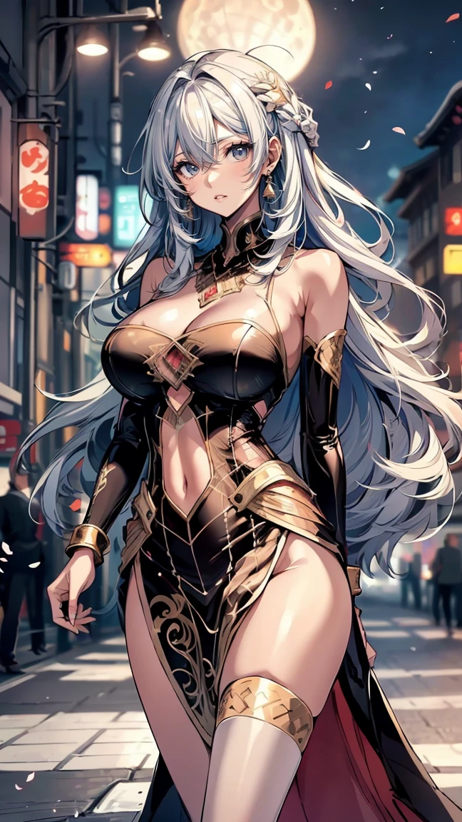 illustration art，Whole body movement，Sexy woman in black，Soprano woman，Very cool facial expression，ornate backdrop，Great erotic art，line art，Sexy art，Detailed body part details，long leges，Epic illustration