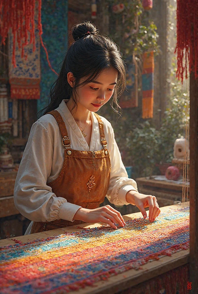 No way change the a girls that doing weaving and put yarn to needle 