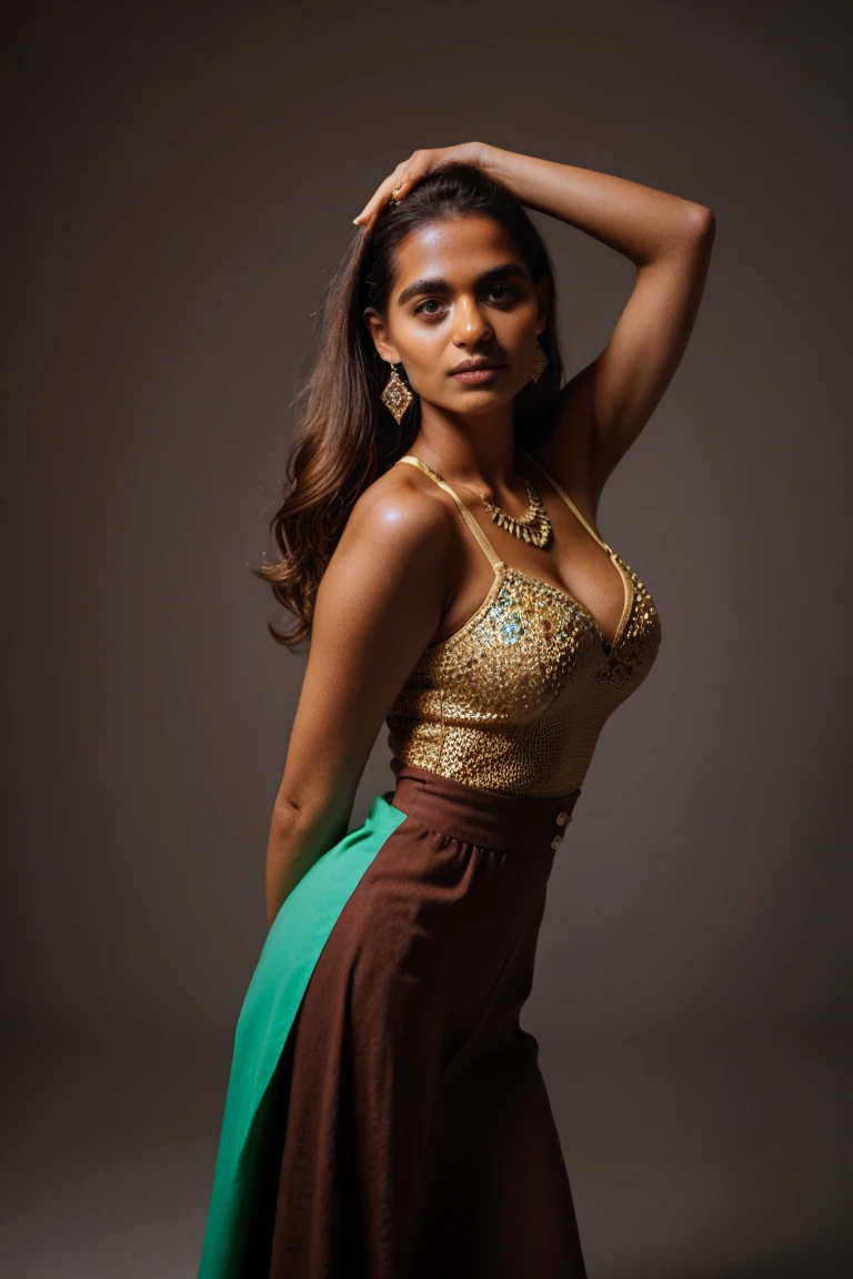 Indian woman in 40, bob hair wearing indian dress