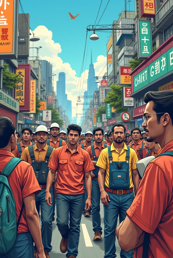 background image foreign workers, text on image প্রবাসী টিউব লাইভ