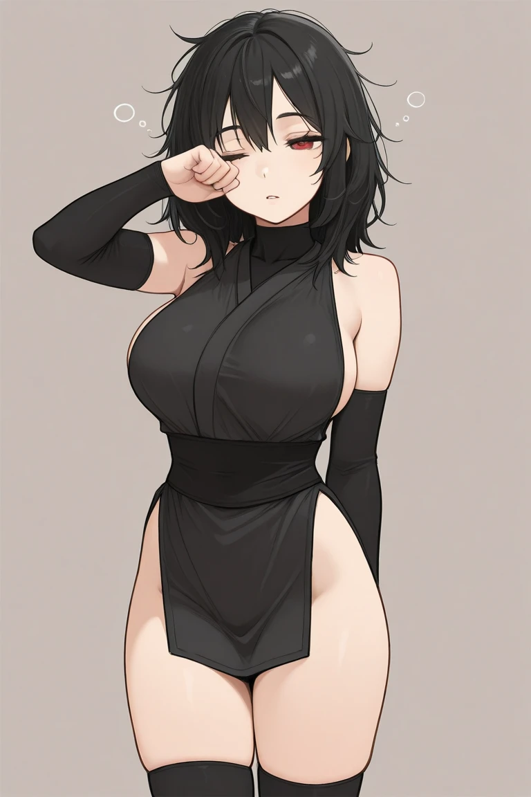 205 ((short hair)), 20-year-old female, In underwear、Put a cardigan over your shoulderask on mouth、wearing mask,Black Hair、ear piercing、Necklace around the neck、massive fart, yellow smoke, body bending forward, lifting a leg, hand on stomach