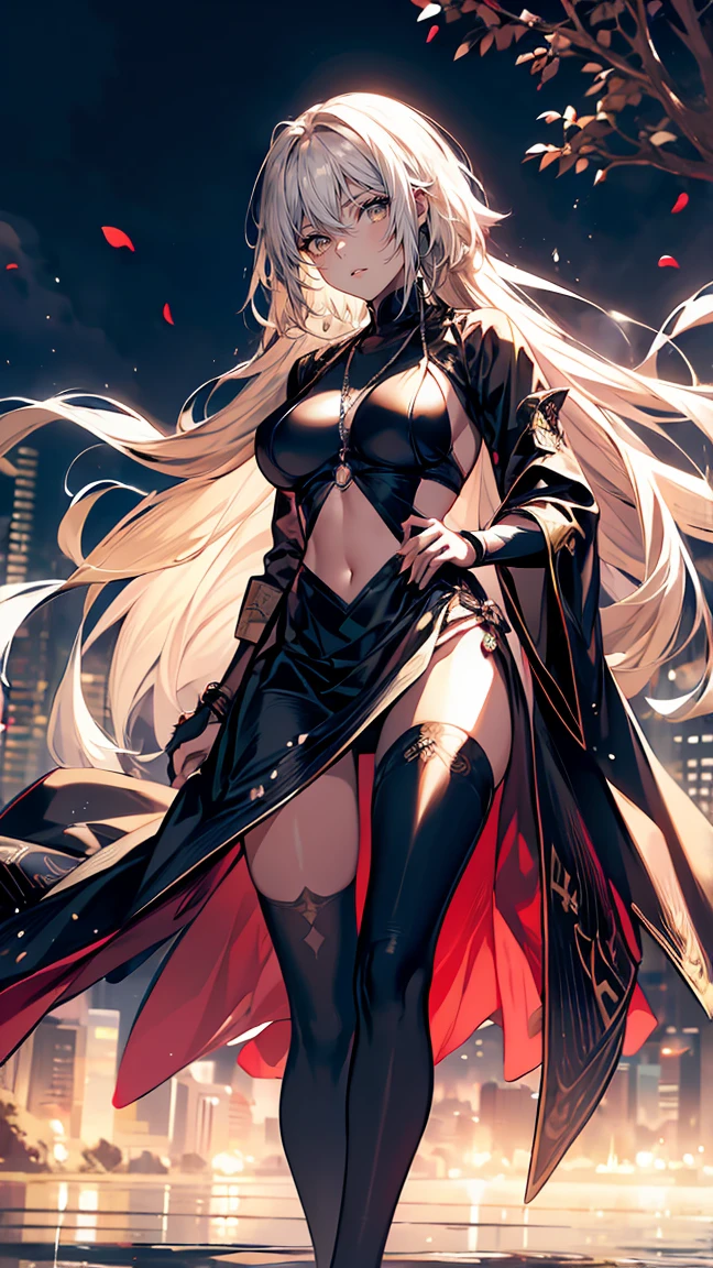 Height: 4'9" Gender: Female Skin Color: Porcelain Eye Color: cobre/Gold Hair Color: Dark Red Hair Style: Long hair loose or down Body type: Endomorph Scar: Cut marks on the back, cut from right shoulder to left hip. tattoo's: Right arm is sleeve, ambos os ombros têm tattoo's de rosas, a black rose on the right thigh, black smoke swirls down the leg, her upper back has a large and intricate piece Piercings: Both ears have Daiths, right ear has industrial, and studs up to the ear, and your language. vestimentas: leather pants, tight black, long red coat with black coat of arms on the back. The coat of arms resembles that of a sacred flame.(Artwork, Maximum quality, best quality, offcial art, appealing, Cosmic, atmospheric, psychedelic, dreamlike and aesthetic:1.2), (1 girl, blonde punk rock mohawk hair, toneladas de tattoo's e piercings, accentuated super huge enormously gigantic , cleavage showing, full - length portrait), extremely detaild,(Fractal Art, Wind camera view