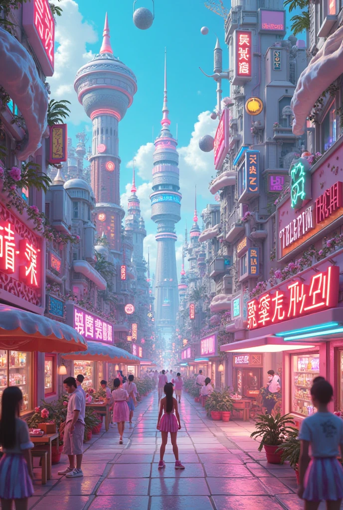 make a 3D imagine of ice spice new city called Munchkin city celebrating her new album release “Y2K and add a store called “latto  room”