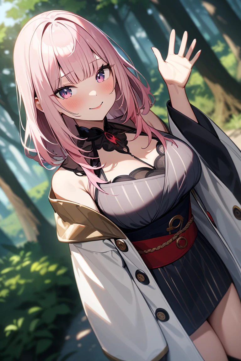 1 girl, pink long bun hair, heart shaped eyes,Wearing a hood with panda ears, {girl with pink bun bob hair、 named Nami}, (Pink eye color), {downtown}, (smile), bright background , mole under eye, heart shaped choker, (masterpiece, highest quality), very detailed, highest quality, official art, beautiful and aesthetic: 1.2), (1 girl), very detailed, (geometry art: 1.3), colorful, most detailed ?d1 girl, pink long bun hair, Eye of the symbol, +__+, big breasts, gothic costume, {A girl with long pink bun hair named Nami}, (Pink eye color), {downtown}, (smile), bright background, (garden,beautiful flower々),mole under eye, heart shaped choker, (masterpiece, highest quality), official art, beautiful and aesthetic: 1.2), (1 girl), very detailed, (geometry art: 1.3), colorful