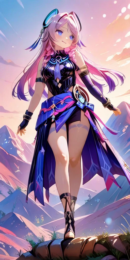((best quality)), ((master part)), ((perfect composition)):1.5, ((anatomia perfeita)):1.5, illustration, alta resolução, prefect lighting, Dynamic angle, (((Limpo e limpo))), Absurdo, (((Limpo e limpo))), Unbelievable nonsense, 1girl, linguado, Standing, Chizuruchankaihatsunikki, Amadurecido, sexy, espalhar , , corpo inteiro, cabelo roxo, Cabelos Longos, grampo de cabelo, Purple eyes, Uniforme escolar, saia plissada verde, gargantilha vermelha, , transparente:1.1, ((Zettai Ryouiki)), , Seios enormes, Jogar, Femdom, boca aberta, Feliz, sorrir, enchanting expressionless, felicidade, confiante, Apreciar, (face detailed description), (Detailed eyes description), Mentindo, sedutor, Advanced CG, amazing quality, octane rendering.