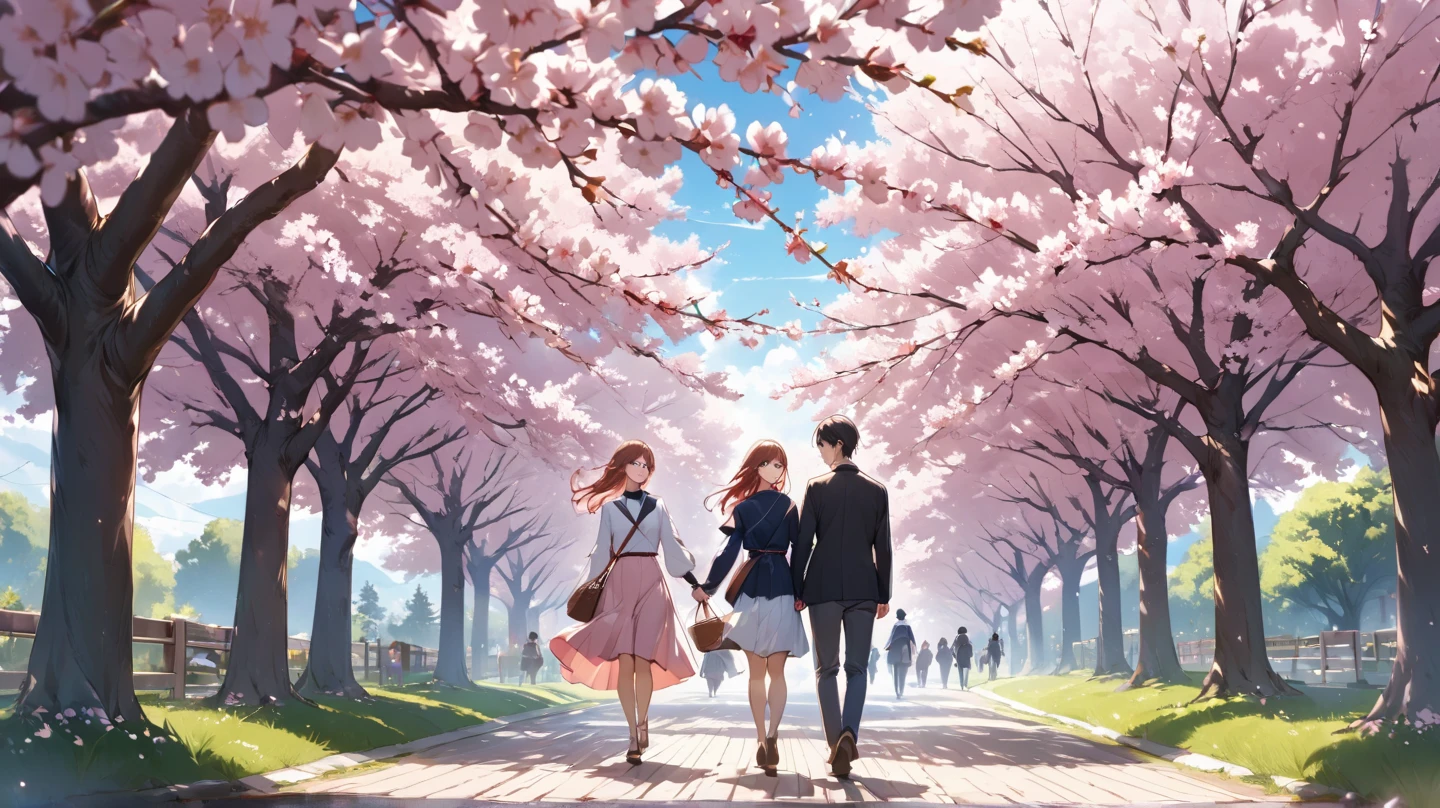 　Walk under a cherry tree in full bloom２people