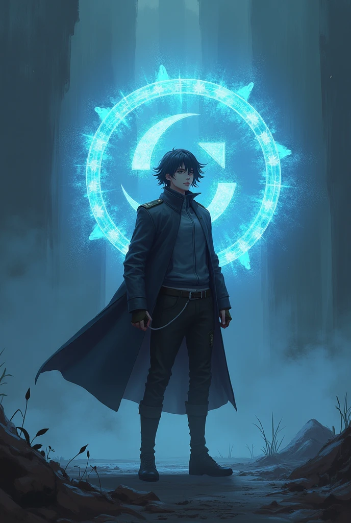 Create a picture for the second anniversary, im Designe von Solo Leveling, with the logo of logo for SeaArt AI as fog in the background