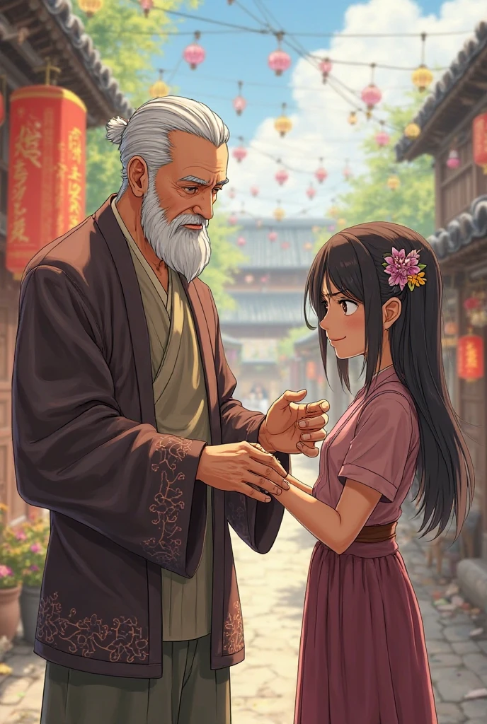 Mr. Hane – The village elder, supportive and calm. Encourages Aya to participate in the festival, subtly guiding her through her grief.