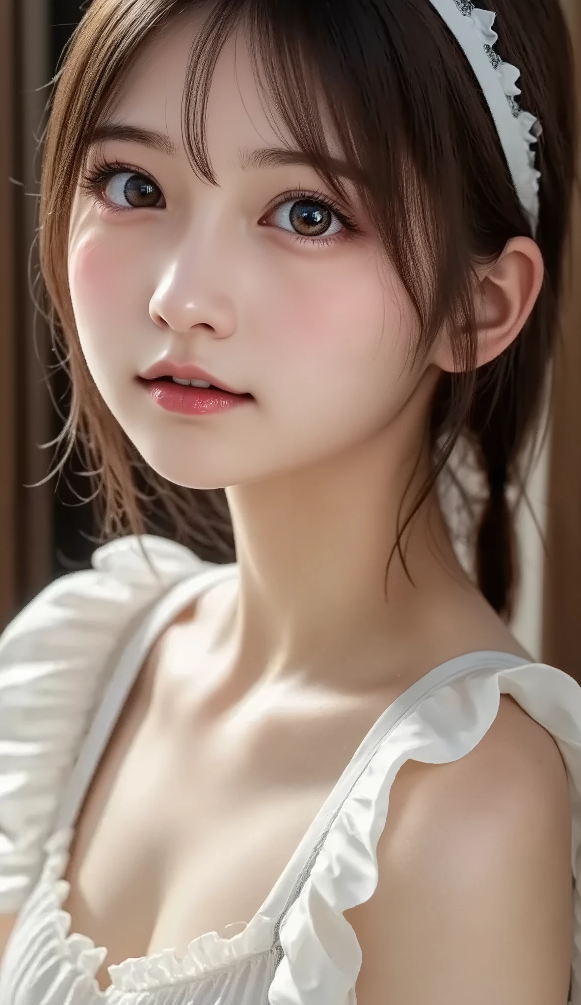 ((full body))、(Transcendental Cute Beautiful Girl、Baby Face、Young Face、idol faces)、Slender Body、Small beautiful breasts、thin thighs、Cute Miniskirt Dress、 small nice ass、cute face、Beautiful nose、Moist Duck Mouth、fantastic scenery、top quality、8K、 RAW photos 、reality、ultra high definition、(perfect anatomy)