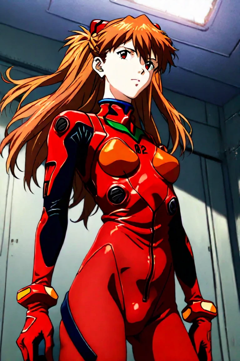 Close-up of woman in red suit posing, Asuka langley soryu, Zenkai Full Body! Asuka suit, Asuka langley, Asuka langley souryuu, Asuka langley sohryu, portrait of Asuka langley soryu, beautiful Asuka from evangelion, Asuka, Asuka suit under clothes!, Asuka from evangelion