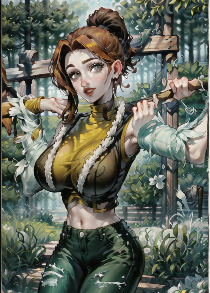 One girl,18-year-old,Excellent anatomy, masterpiece, Highest quality,Realistic, hyperRealistic, 16k hdr,(necklace,Cleavage,damaged body,Sweat,Beautiful Face,Mature Woman,Muscular Paladin,Torn Costume,Arm guard,Leg guards,Shoulder Armor:1.2),(blush,anger,:1.2),Fantasy World,Outdoor,village,blue sky,(Surrounded by many vicious horny goblins:1.3),(Decorated Cross:1.3),(Crucifixion,Spread the word_arms,Tie your arms:1.5),From above、The ears are human ears.