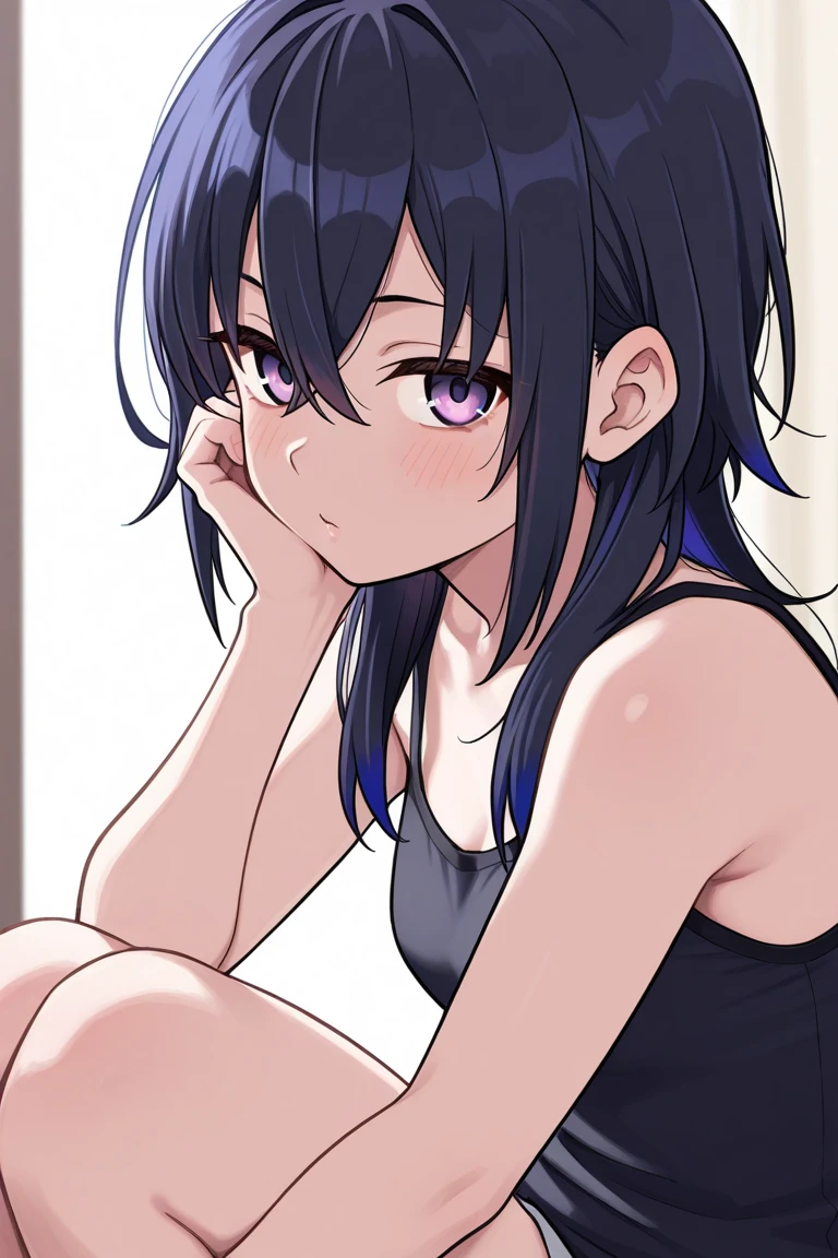 masterpiece, High resolution, perfect face, Japan beauties, 30 years old, beautiful face, white simple background, embarrassed look, look at me, (top quality eyes), detailed texture, Look at me, Married woman, cool women, ((high resolution eyes)), hentai, panty, tank top 