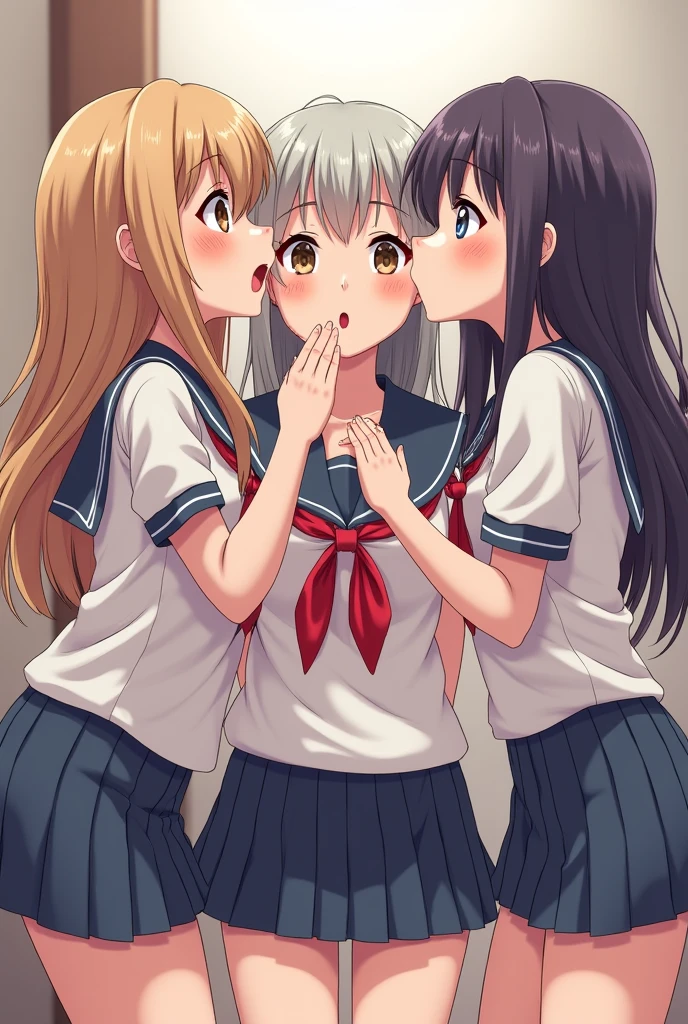 ((((masterpiece)))),((((mutual hug)))), ((high quality)),offical art,beautiful detailed eyes,(god painter), (Top quality),pov, lesbian rape,crying,((3people)),((famous artist)),,female fingering,(((fingering other)))detailed,ijime,oppai loli,fff,(((boy caught between women))),loli girl,loli face,(mesugaki),gyaru,lesbians sex,((yuri)),loli ,sitting side by side,lesbian, sexual bullying,((((3girls)))),((sitting)),ecstasy,hands on others, sweat, vulgarity,smile,sailor suit,mini skirt,fingering,outline,❤️,talking  Heart,perfect fingers,miniskirt,beautiful lighting,kiss,in class room,