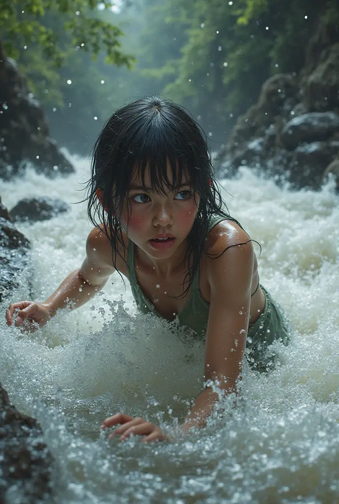 Girl drowning in the river